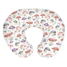 Fairytale Mushroom Baby Nursing Pillow Covers for Boy Girl Colorful Mushrooms Floral Leaves Nursing Pillowcase for Breastfeeding Pillows Magical Plant Soft Stretchy Slipcovers for Newborn Infant