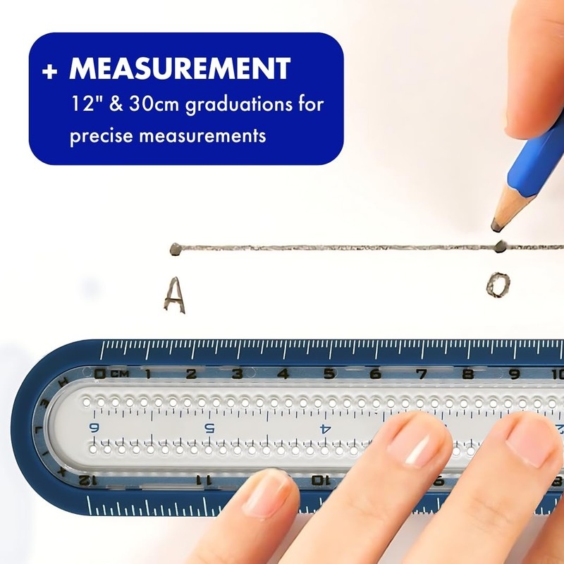 Helix - 2-in-1 Ruler - Integrated Circle Templates - Innovative