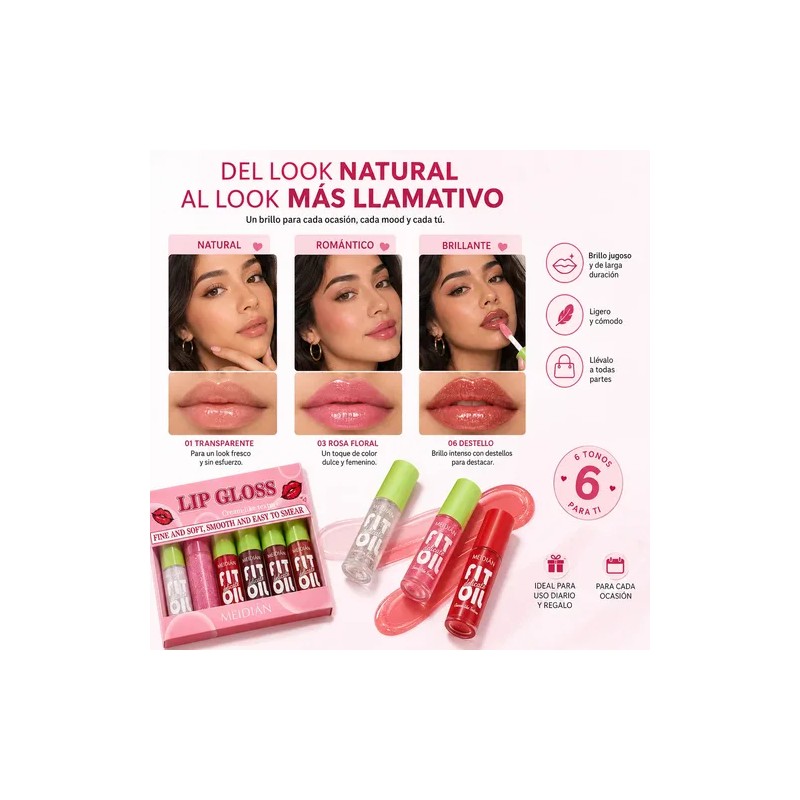 Set De Cuidado Labial Hidratante Glossy Liquid Lip Oil Gloss