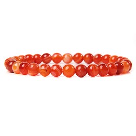 INENIMARTJ 6mm Natural Carnelian Crystal Bracelet for Women,Red Agate Gemstone Beaded Bracelet Stretchy Chakra Red Gems Stones Healing Crystal Energy Quartz Jewelry (B)