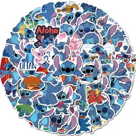 Lilo & Stitch Stickers 50 Pcs Waterproof, Removable,Cute,Beautiful, Stylish Teen Stickers, Suitable for Boys and Girls in Water Bottles, Guitar, Suitcase Durable Vinyl