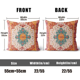 XPHZZL Cushion Covers 55cm x 55cm Set of 2 Soft Decorative Square Throw Pillow Case Boho Pillowcases for Sofa Couch Bedroom Outdoor Home Office Car Decor with Invisible Zipper 22 x 22 Inch