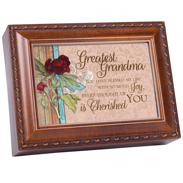 Cottage Garden Greatest Grandma Woodgrain Music Box/Jewelry Box Plays Edelweiss