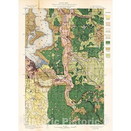 Historic Map : Geologic Atlas - 1900 Plate CXXIX. Tacoma Quadrangle, Washington, Land Classification and Density of Standing Timber. - Vintage Wall Art - 16in x 24in