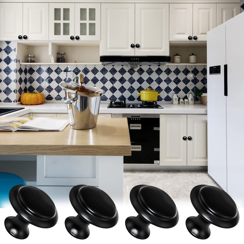 LBING Drawer Knobs, Furniture Knobs, Cupboard Knobs, Matt Black, Pack