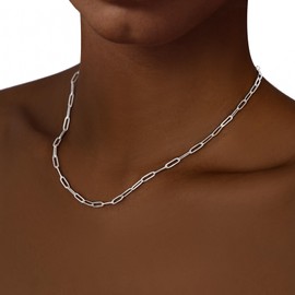 CORIXTAL Silver necklace for women, Sterling Silver necklaces, Silver Plated Herringbone Box Curb Adjustable Link Chain Necklaces for Women Gift, 18 Inch (Women's Average Length), Stainless Steel, No