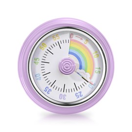 Teeloray Visual Timer for Kids Rainbow Kitchen Timer with Magnetic Base Mechanical Timer 60-Minute Countdown Timer Ringer Alert Time Management Tool for Children and Adults Study Work Cooking, Purple