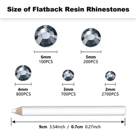 Briskbloom 4500PCS Resin Flatback Rhinestone, 2mm 3mm 4mm 5mm 6mm Transparent Gray Flatback Rhinestones for Tumblers, Nails Art, Mugs, Bottles, Craft Decoration, Loose Bling Glitter Gem Stone