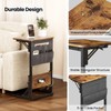 HLDIRECT C Shaped End Table with Charging Station, Couch Side