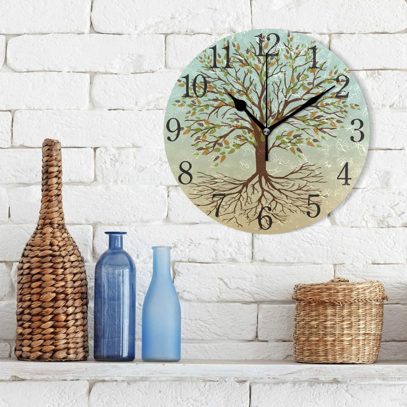 SKYDA Tree Of Life Wall Clock Arabic Numerals Design Autumn