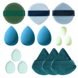 Juego de 15 esponjas de maquillaje,polvo facial, esponjas de maquillaje, mini aplicadores, Mini Esponjas de Maquillaje para polvo suelto de base, base y corrector líquido o en crema (Azul)
