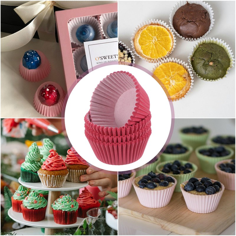 sourcing map 100 Count Cupcake Liners Red Cupcake Cups Standard