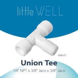 iSpring LittleWell T-fitting 1/4" Jaco to 3/8" Jaco to 3/8" Jaco Fitting, 2 Pack