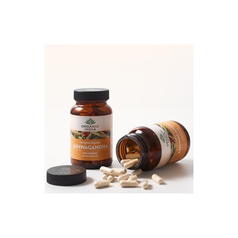 Organic India Ashwagandha Root Ayurvedic Herbal Supplement, 90 Capsules