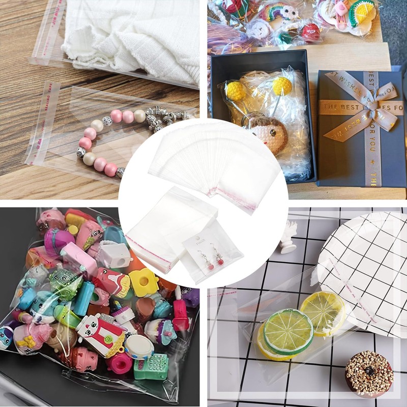 Sacchetti Cellophane 300Pcs Sacchetti Di Cellophane Trasparente 10 * 15+3cm
