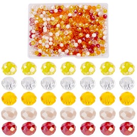 PH PandaHall 500pcs Crystal Glass Beads, 6mm Orange Faceted Beads Fall Yellow Loose Beads Spacers for Autumn Thanksgiving Day Home Decor DIY Earring Necklace Bracelet Bag Flower Making