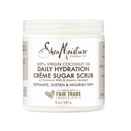 Shea Moisture Skin Care, Daily Hydration Crème Sugar Scrub with Virgin Coconut Oil, Coconut Milk & Acacia Senegal, Gluten Free Exfoliating Body Scrub, Soften & Nourish Skin, 8 Oz.