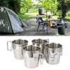 Stainless Steel Camping Mugs, 4pcs Camping Coffee Cup with Foldable