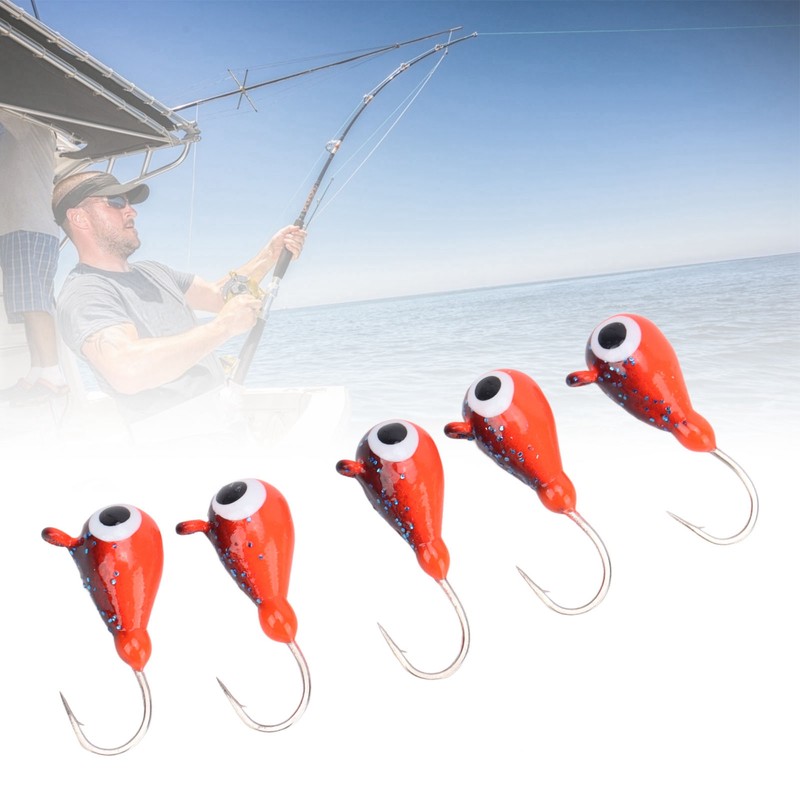 5 PCS Ice Fishing Jigs Kit Winter Fishing Perch Hooks