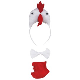 Petitebelle 3D Headband Bowtie Tail Unisex Children 3 Piece Costume (3D White Hen Chicken)