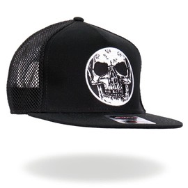 Hot Leathers GSH2023 Black Circle Skull Snapback Hat - One Size