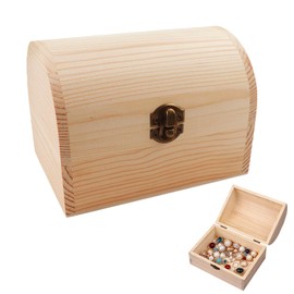 Unfinished Wooden Box with Hinged Lid for DIY Craft Storage