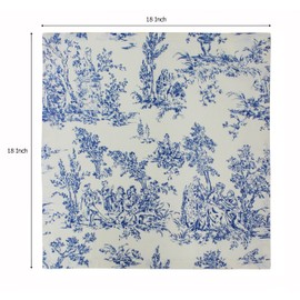 COTTON CRAFT Cloth Napkins - Set of 12-100% Cotton Reusable Country French Toile Dinner Napkin - Everyday Spring Summer Fall Christmas Holiday Party Gift - Soft Absorbent Serviette -18x18 - Blue