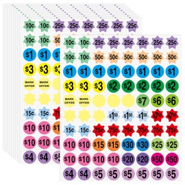 Uniclife 22 Sheets Garage Sale Stickers, 1760 Pcs Yard Sale Price Stickers, 3/4" Removable Price Tag Sticker, Self-Adhesive Preprinted Pricing Labels for Retail Flea Markets & Fairs