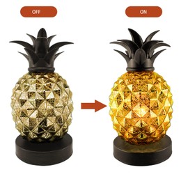 Table Lamp Mercury Glass Lamp Glass Table Lamp Pineapple Night Light for Bedroom Living Room Kids Room Gold Pineapple décor Home Decoration and Gifts (Gold)