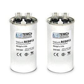 TEMCo 50 uf/MFD 370 VAC volts Round Run Capacitor 50/60 Hz AC Electric - Lot -2 (Optional uf/MFD, Voltage and Lot Quantities Available)