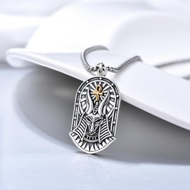 YEESIA Egyptian Anubis Necklace 925 Oxidised Silver Anubis God of the Underworld Necklace Amulet Necklace Jewellery Gift for Women, Sterling Silver, No Gemstone