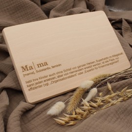 VmG-Store Frühstücksbrettchen 23,5x15cm Schneidebrett mit Laser Gravur als Geschenk zum Muttertag Vatertag Geburtstag Brotzeitbrett aus Holz mit Spruch (02 Mama Duden)