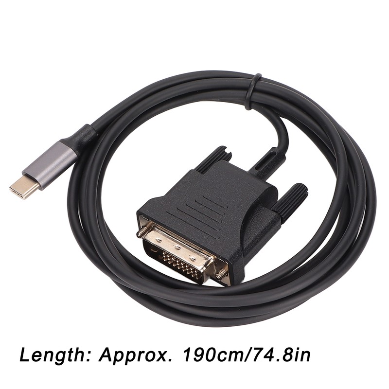 USB C 3.1 to DVI Cable 190cm/74.8in Clear Stable Type