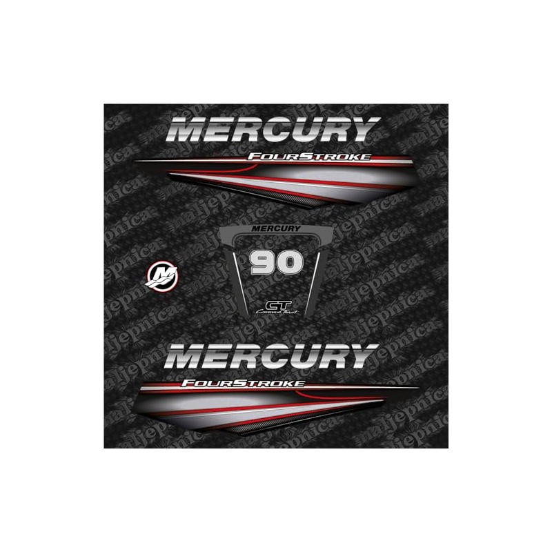 411 Decals Aftermarket Replacement for Mercury 90 (2014-2018) Red Outboard