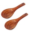 Honbay 2PCS Wooden Rice Paddle Wood Spoons Nonstick Heat Resistance