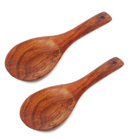 Honbay 2PCS Wooden Rice Paddle Wood Spoons Nonstick Heat Resistance Cooking Spoon Serving Spoon for Kitchen