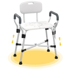 Medhelp Extra Wide Shower Chair for Inside Shower with Arms and Back, 500 lbs Heavy Duty Shower Seat for Bathtub, Height Adjustable Safety Crossbar Bath Seat for Elderly, Adults, Handicap & Disabled