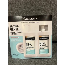 Neutrogena Ultra Gentle Cream-To-Foam Cleanser, 12 Fluid Ounce (Pack of 2)
