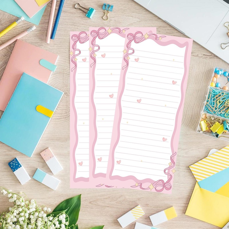 100pcs Pink Bow Notepad Bowknot List to-Do Paper Pad 3.2x7.5