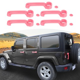JOSHELA for Jeep JK Door Handle Cover Trim Pink for Jeep Wrangler JK 4DR 2007-2017 Pink Exterior Accessories 5pcs