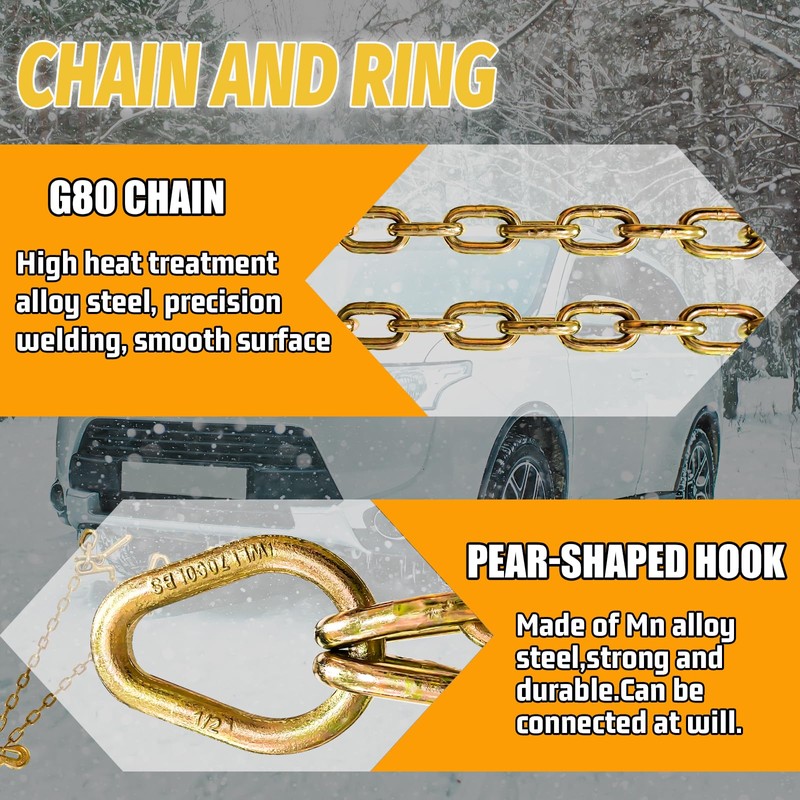 SENKEYFE V Bridle Tow Chain|G80-5/16 Inch × 3 Foot Bridle