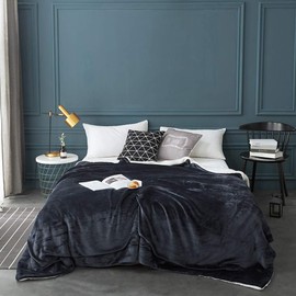 LBRO2M Sherpa Fleece Bed Blanket King Size Super Soft Fuzzy Plush Warm Cozy Fluffy Microfiber Couch Throw Velvet Double Reversible Blankets,Dark Grey