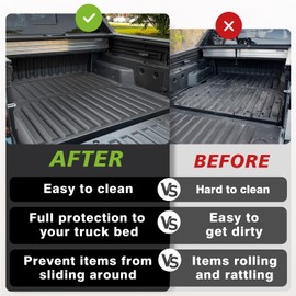 TripleAliners Truck Bed Mat Compatible with 2022 2023 2024 Hyundai Santa Cruz Accessories 4FT (52.1") Vehicle Bed Mat Perfectly Flush All Weather Protection TPE Heavy Duty Pickup Car Bed Cargo Mat