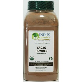 Indus Organics Raw Cacao Powder, 32 Oz Jar (2 Jar 16 Oz), Sulfite Free, No Added Sugar, Premium Grade, High Purity, Freshly Packed