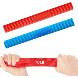 Banda Elástica de Resistencia 2 Piezas para Terapia Física y Rehabilitación - Alivia Dolor de Codo, Tendinitis y Fortalece Agarre - Ideal para Ejercicio en Casa o Gimnasio - Rojo/Azul