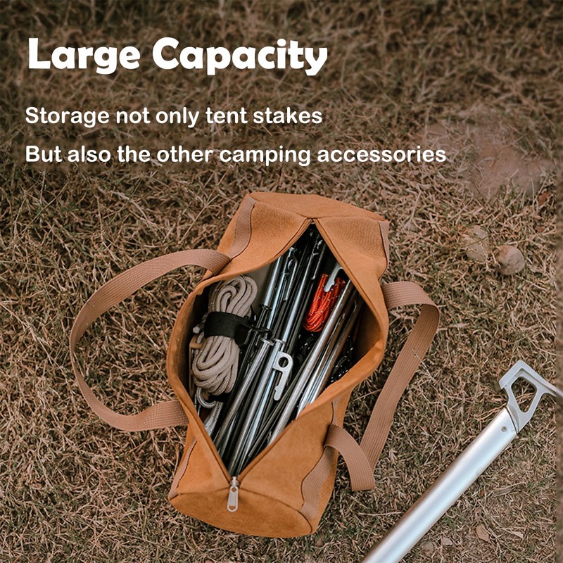 Tentogala Tent Stakes Bag, Double Layer Tent Pole Pegs Storage