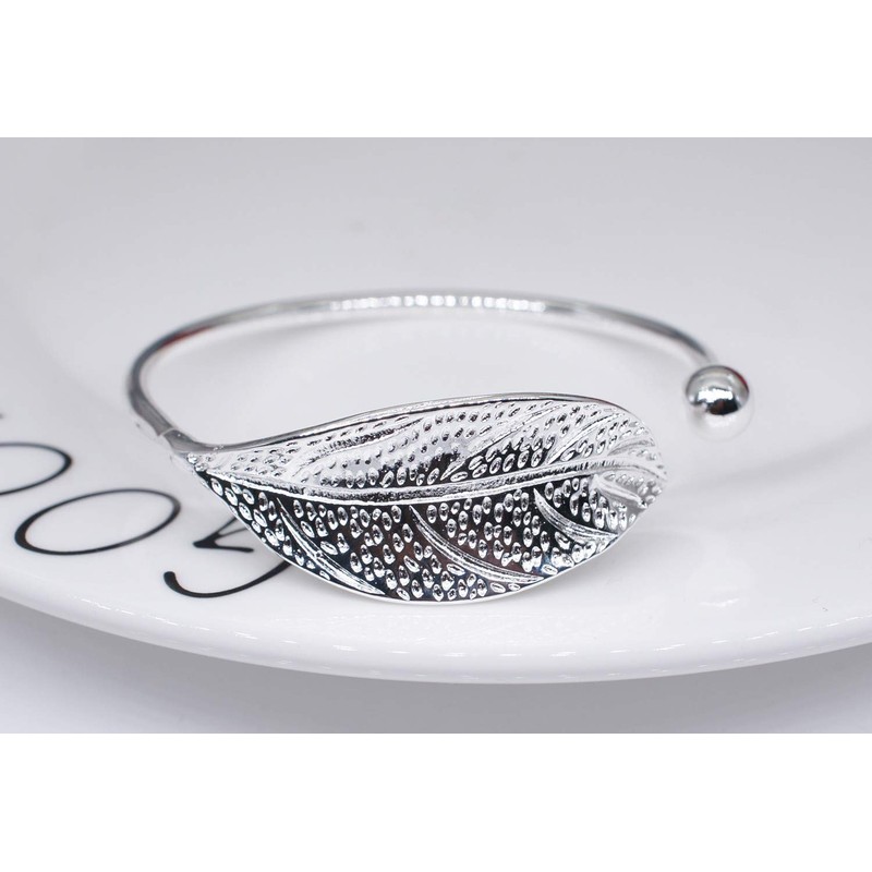 Yuren 925 Sterling Silver Leaf Charm Bracelets & Bangles for