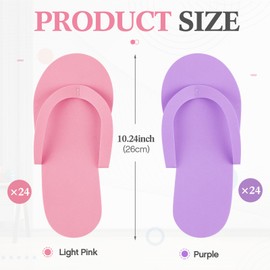 Geyoga 48 Pairs Disposable Pedicure Slippers Foam Disposable Multi Color Spa Flip Flops Pedicure Shoes for Women Salon Nail Spa (Light Pink,Light Purple)