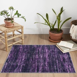 Siiloom 2x3 Purple White Modern Abstract Rug for Entryway, Super Soft Small Area Rug, Washable Non-Slip Kitchen Rugs, Low-Pile Mat for Bedside, Indoor Door Mat