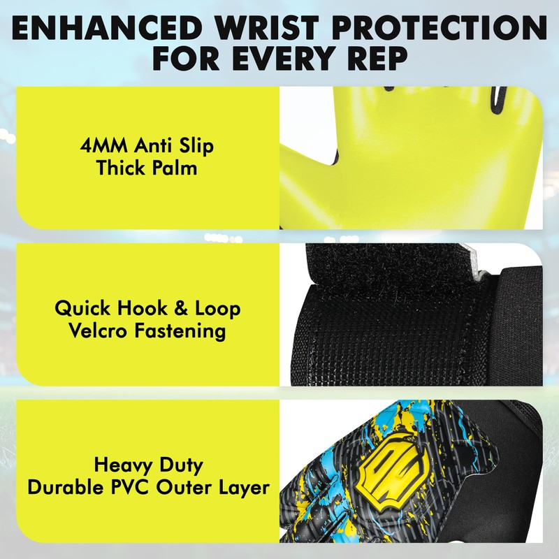 MEUDOX Soccer Goalkeeper Gloves, Double Wrist Protection, Anti-Slip Palm, Youth